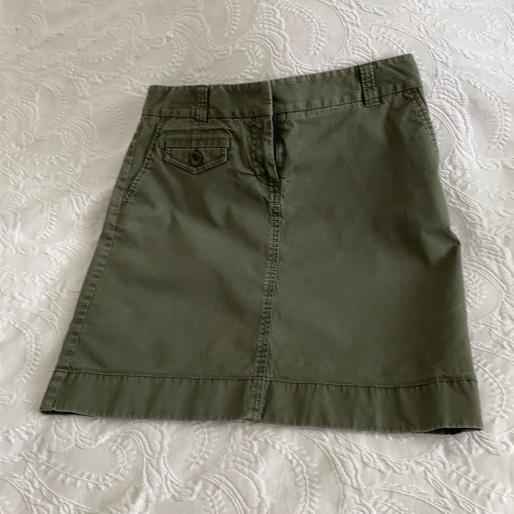 Olive green casual jeans style khaki skirt